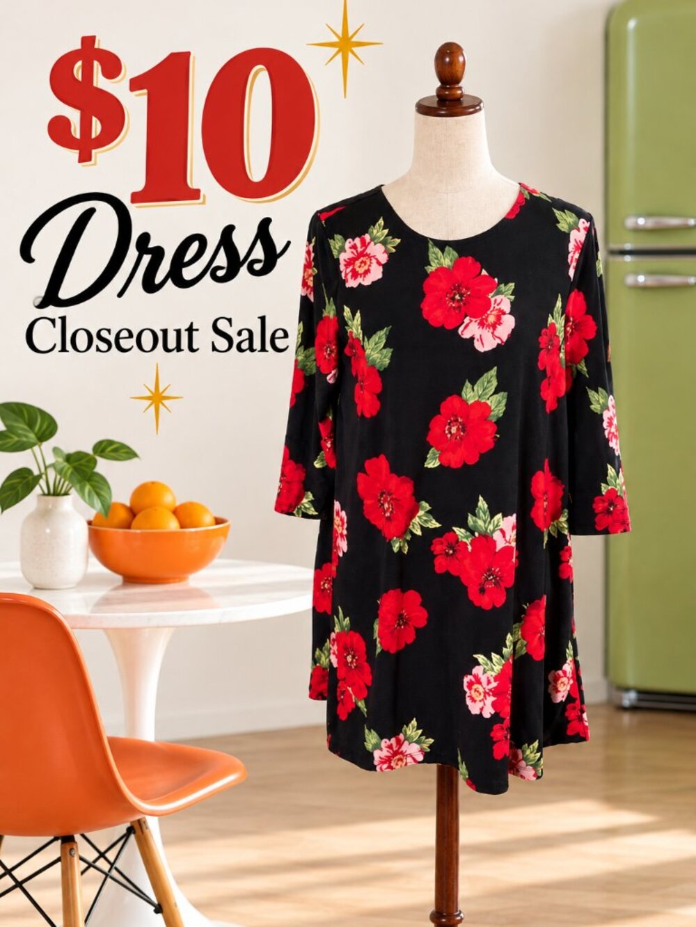 Bobbie Brooks Fun & Flirty Floral Stretch Dress